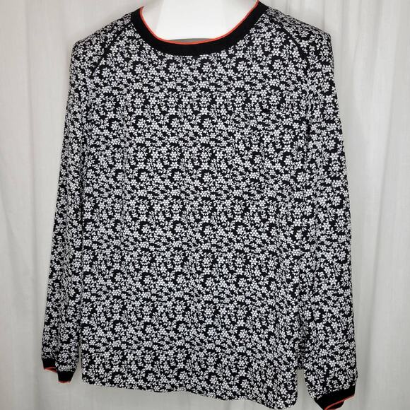 Jones New York Black White Mircro Floral Top, L - Picture 1 of 7